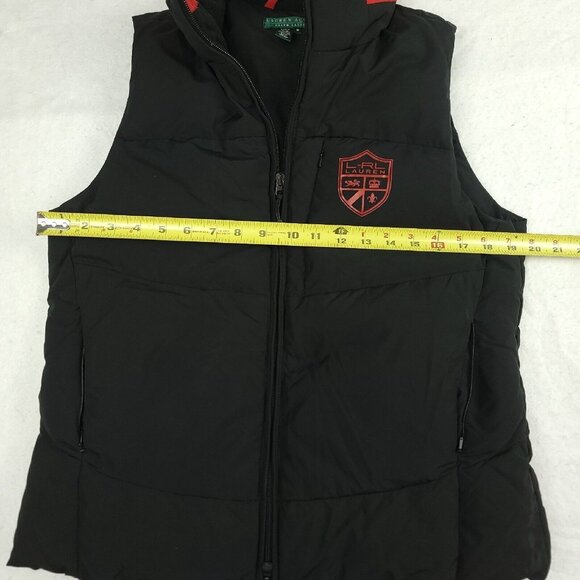 Lauren Ralph Lauren Active Womens M Vest Down Puffer Crested Black Red - Picture 8 of 8
